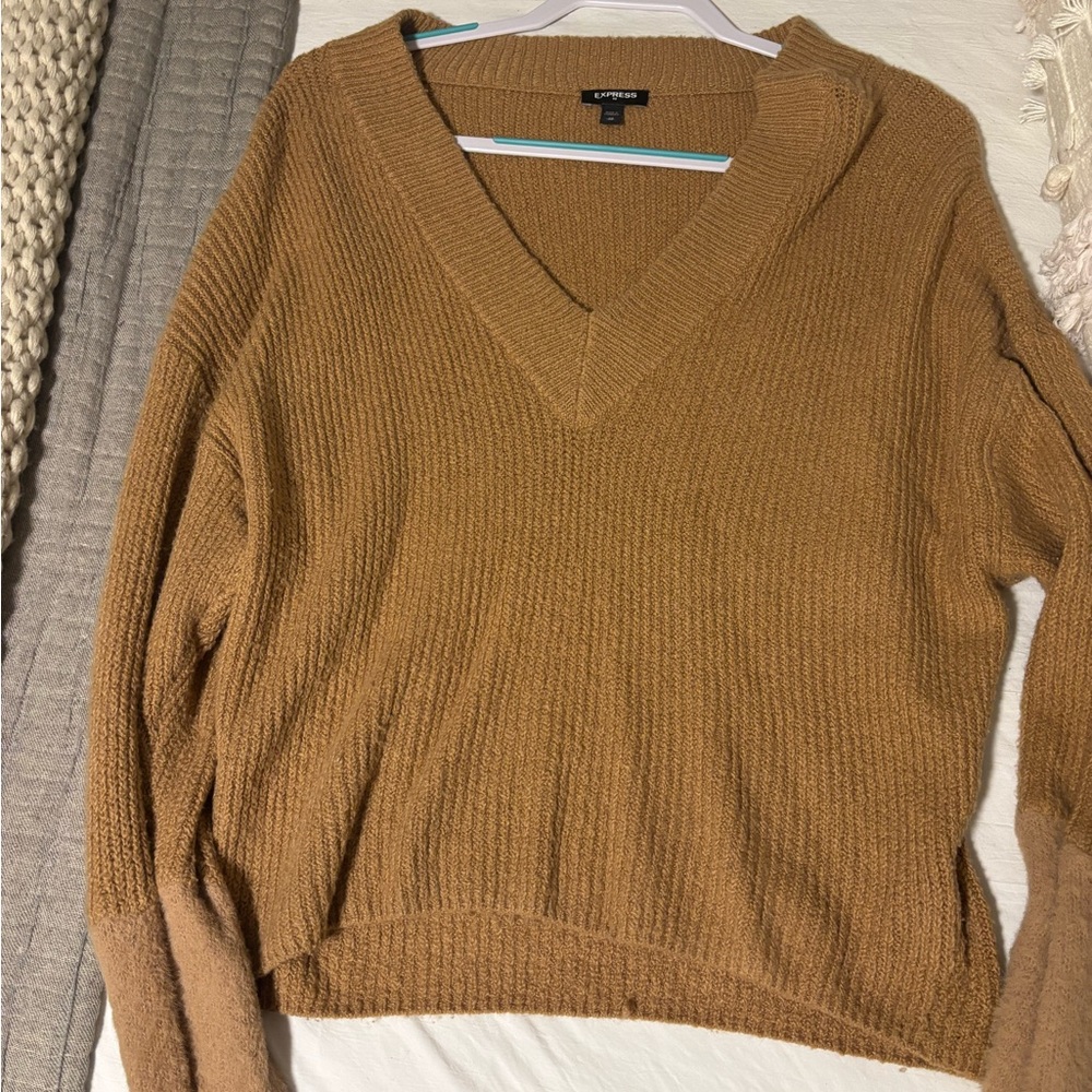 Loft V-Neck Camel Sweater